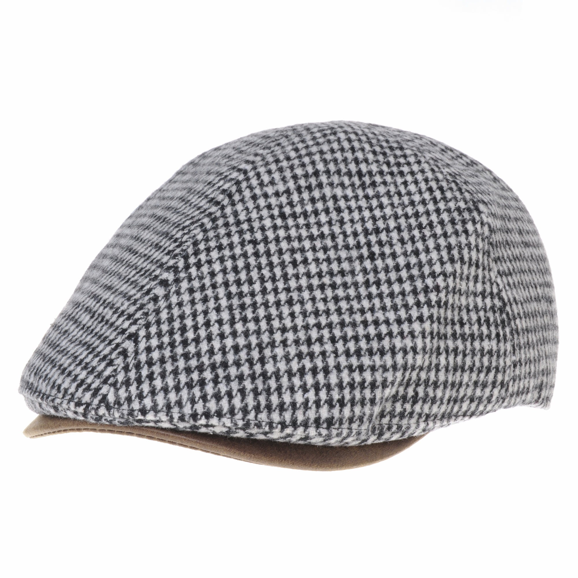 WITHMOONS Tweed Newsboy Hat faux leather brim Flat Cap