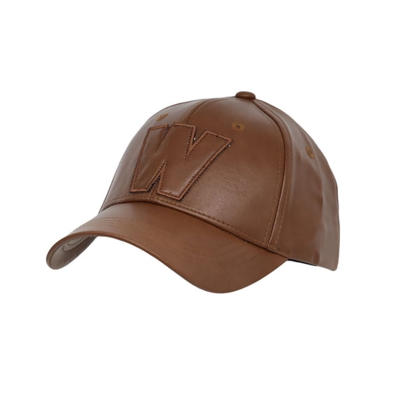 WITHMOONS Unisex Baseball Cap PU Leather Casual Dad Ball Hat NC11438 (Brown)