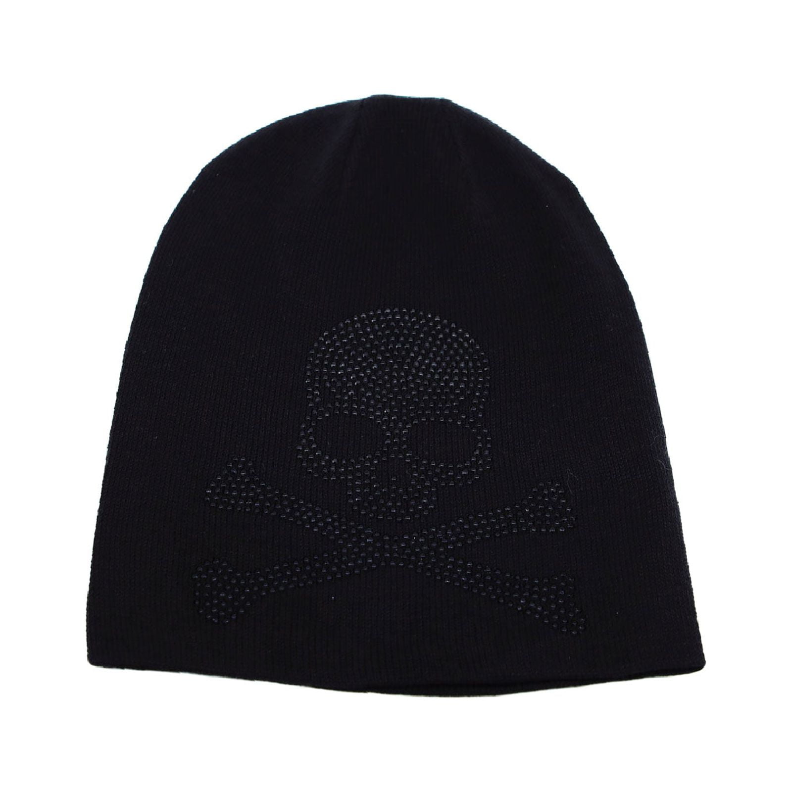 WITHMOONS Unisex Cotton Skull Rhinestone Beanie Hat Knitted Cap YT51352  (Silver)