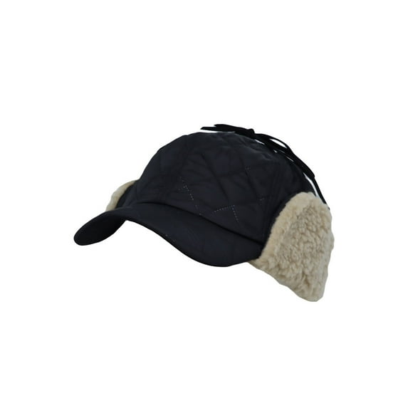 WITHMOONS Winter Padded Quilting Earflaps Chin Strap Baseball Cap Hunting Hat CTT1491 (Black)