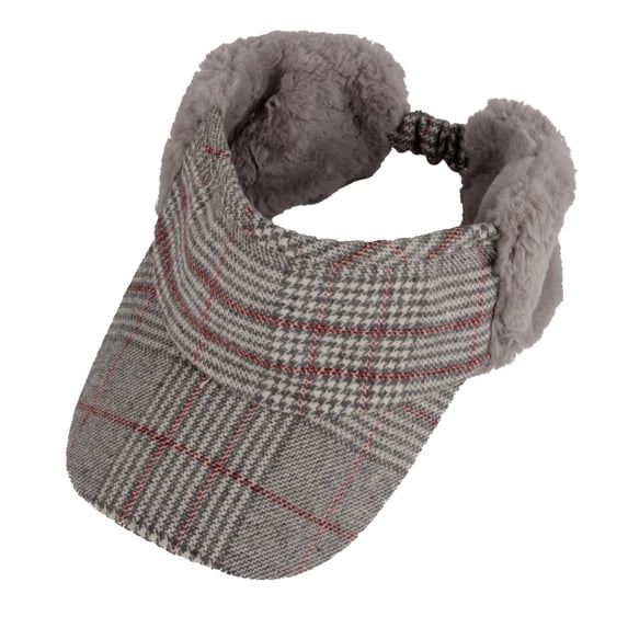 WITHMOONS Winter Warm Wool Visor Fleece Earflap Hat Outdoor Cap SLV1242 (Grey)