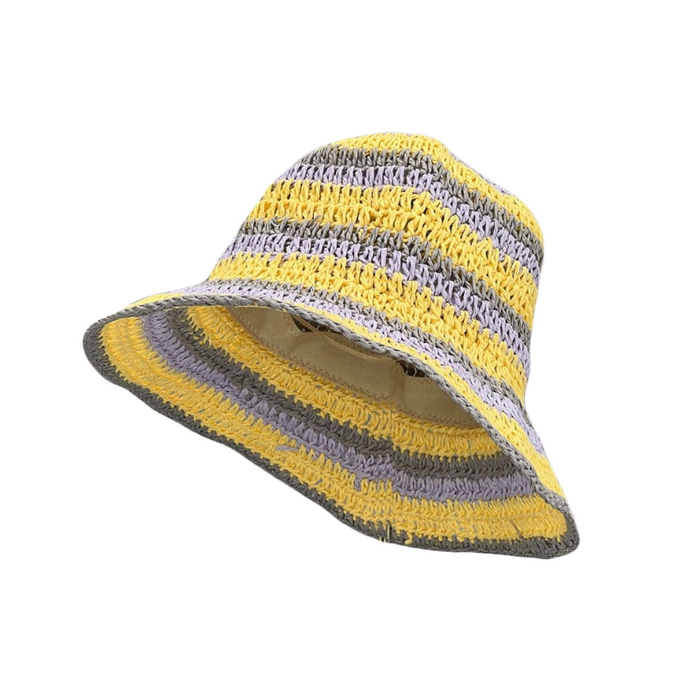 WITHMOONS Women Cap Straw Crochet Sun Summer Bowler Foldable 
