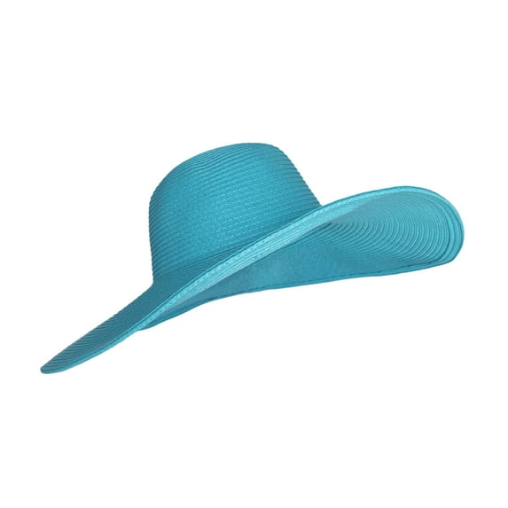 WITHMOONS Women Straw Sun Hat Wide Brim Floppy Beach Cap SZ90045 (Skyblue)