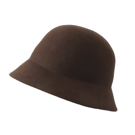 WITHMOONS Wool Felt Fedora Simple Classic Bucket Hat GN61308 (Brown)