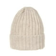 thumbnail image 1 of WITHMOONS Wool Ribbed Knitted Beanie Hat Slouchy Bobble Pom AC5476 (Ivory), 1 of 3