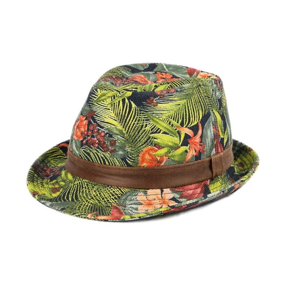 WITHMOONS Zookeeper Amazon Tropical Forest Pattern Fedora Hat LD3071 (Blue, XL)