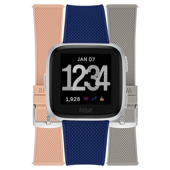 WITHit 3-Pack of Woven Silicone Bands (Navy, Blush and Gray) for Fitbit Versa 3 & 4/Fitbit Sense & Sense 2