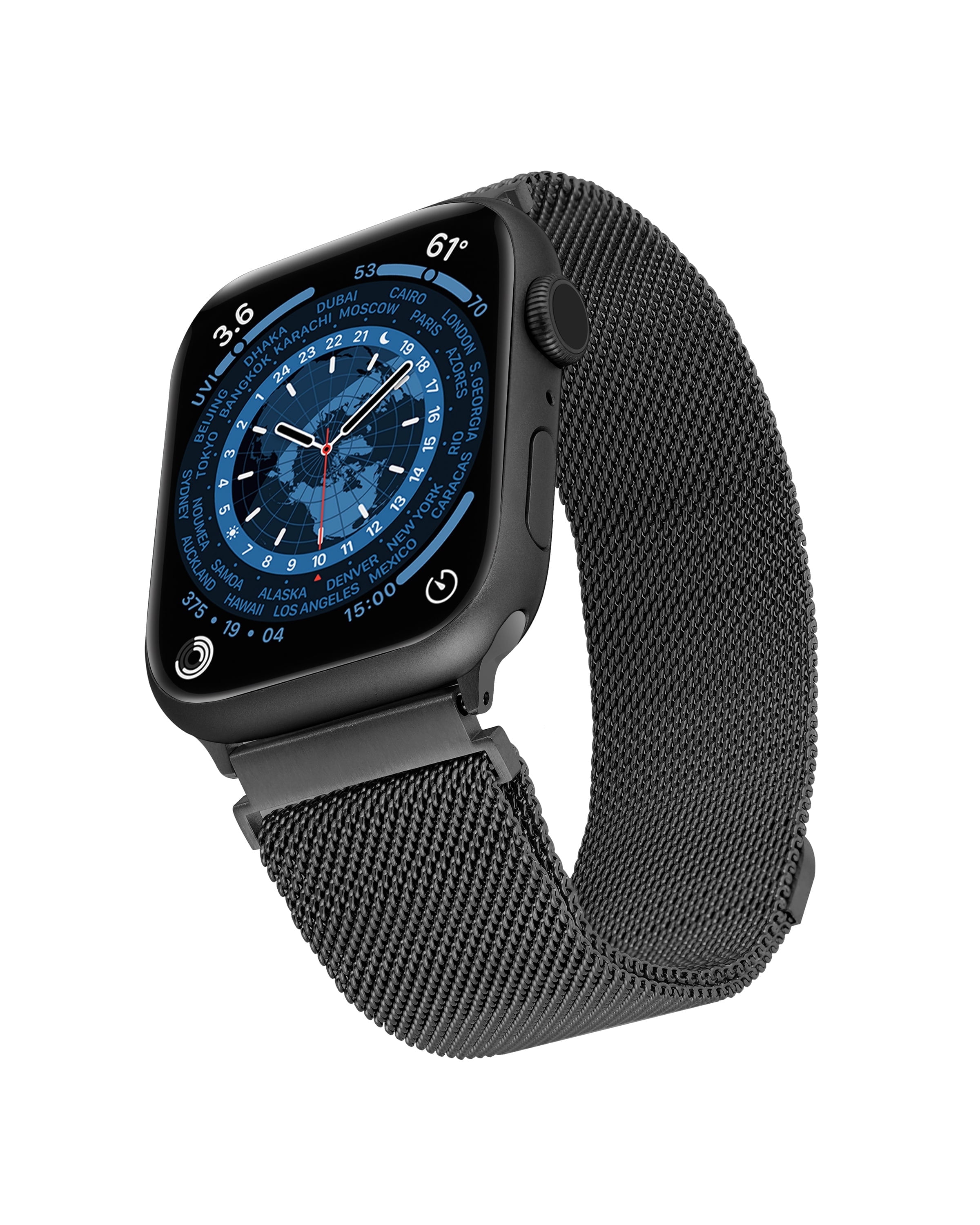 WITHit Black Stainless Steel Mesh Band for the Apple Watch®, Fits all Apple Watch® Series and Sizes, Unisex