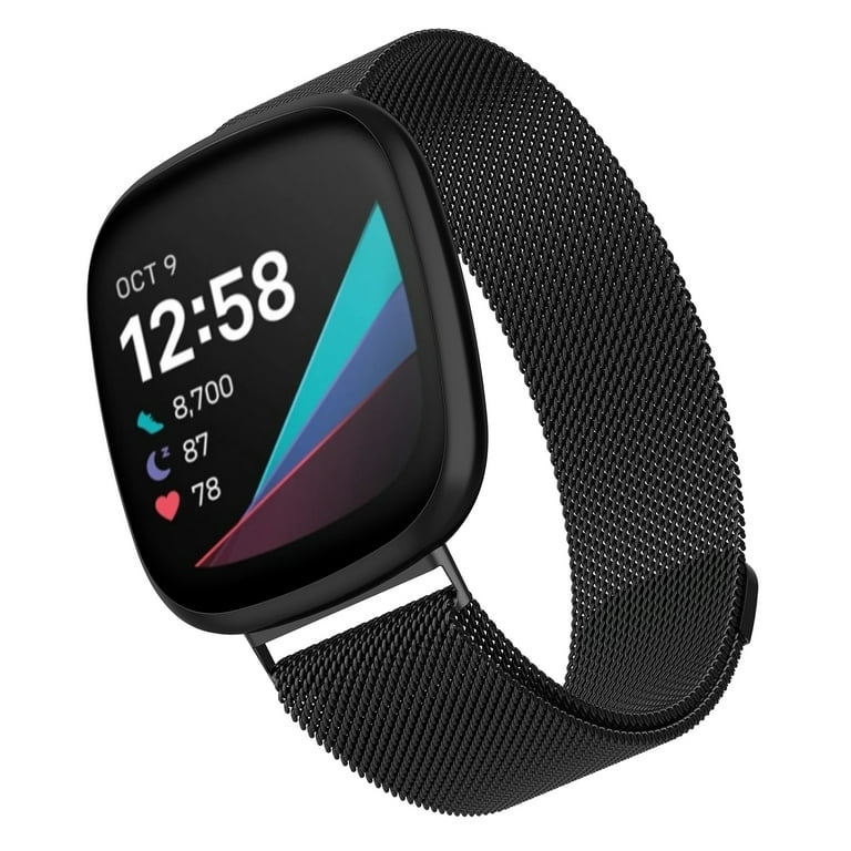 WITHit Black Stainless Steel Mesh Band for the Fitbit Versa 3 & 4