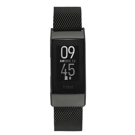 WITHit - Stainless Steel Mesh Band for Fitbit Charge 3 and Charge 4 - Black