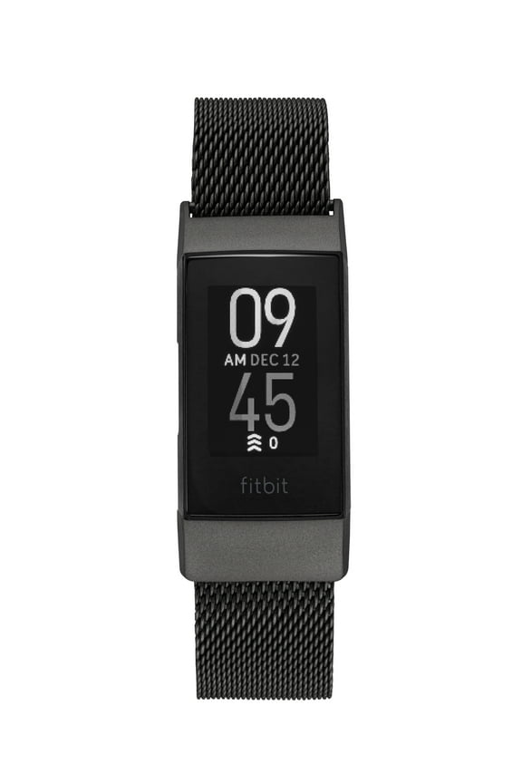 Black Stainless Steel Mesh Band with Magnetic Closure for Fitbit Charge 3 & Charge 4