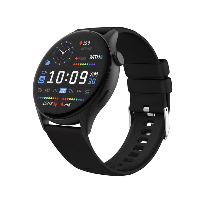 WITHit Deca Smartwatch with AMOLED 1.43" High-Definition Touchscreen Display, Black