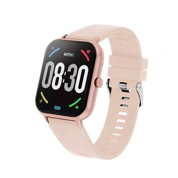 WITHit EXA Series Touch Screen Smartwatch with Blush Silicone Band and over 25 Built-In Features
