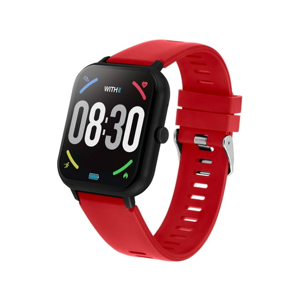 WITHit EXA Series Touch Screen Smartwatch with Red Silicone Band and over 25 Built-In Features