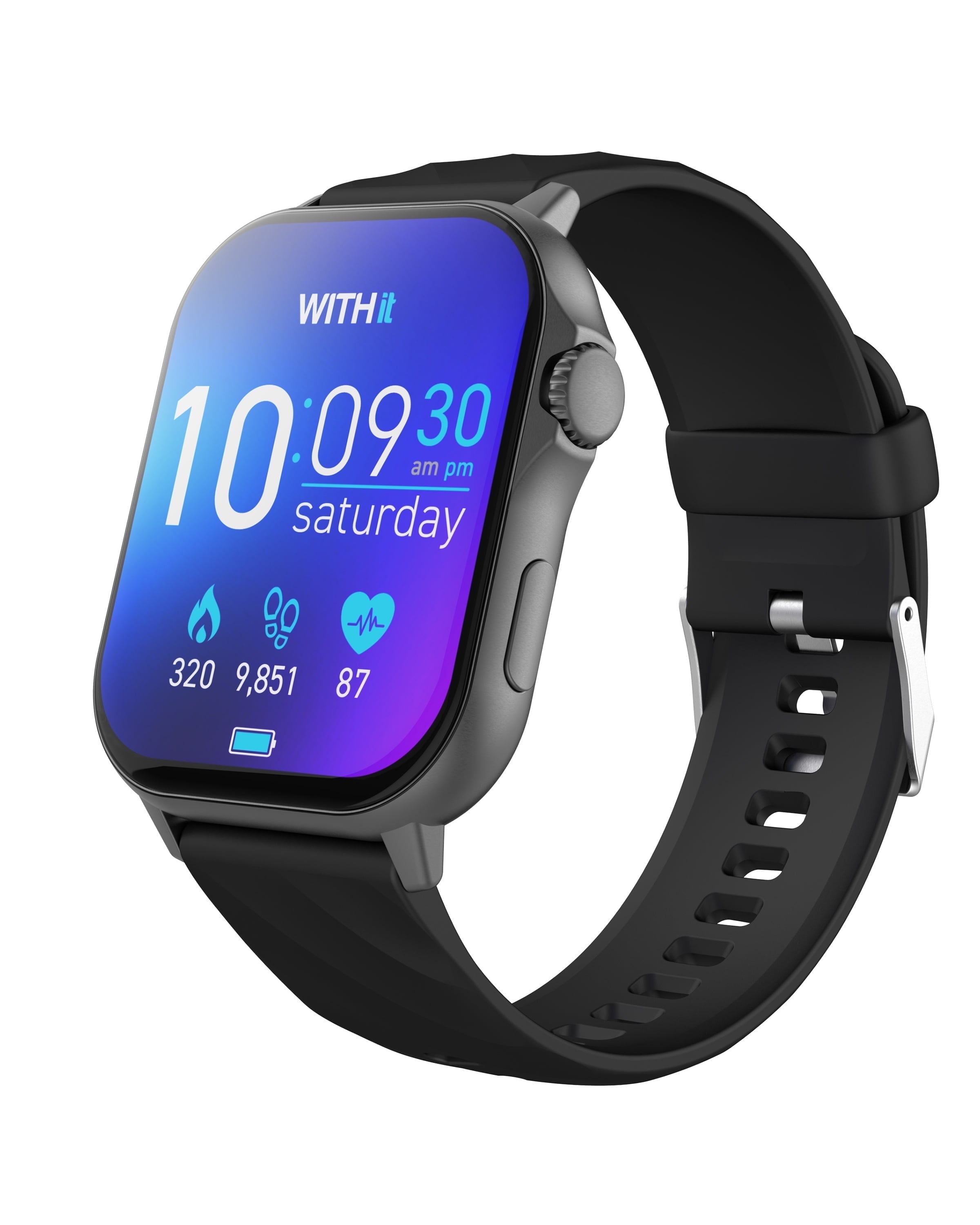 WITHit Giga Smartwatch with AMOLED 2.04" High-Definition Touchscreen Display, Black