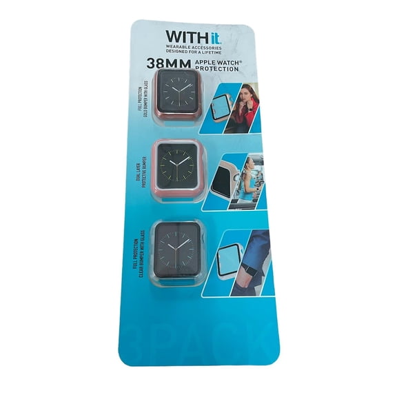 WITHit Protection for 38mm Apple Watch, 3 Pack Rose Pink and Clear