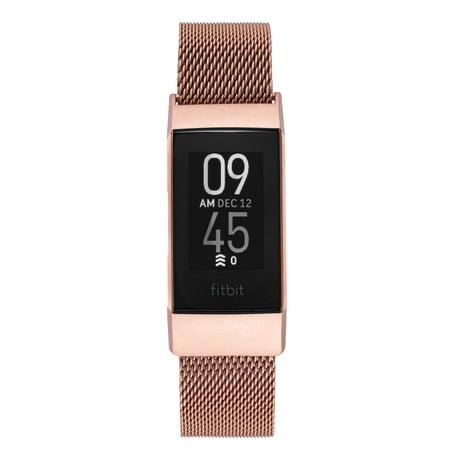 WITHit - Stainless Steel Mesh Band for Fitbit Charge 3 and Charge 4 - Rose Gold