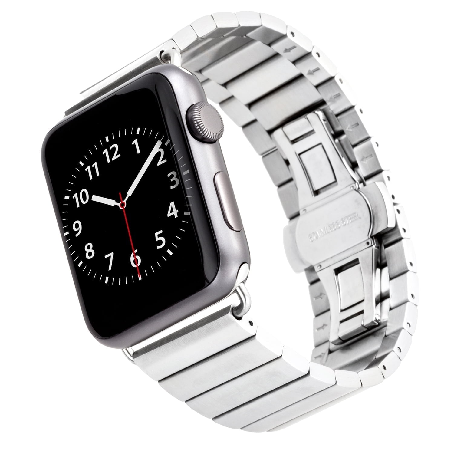 WITHit Silver Stainless Steel Link Band for the 42mm (Series 10 & 11) & 38/40/41mm Apple Watch®