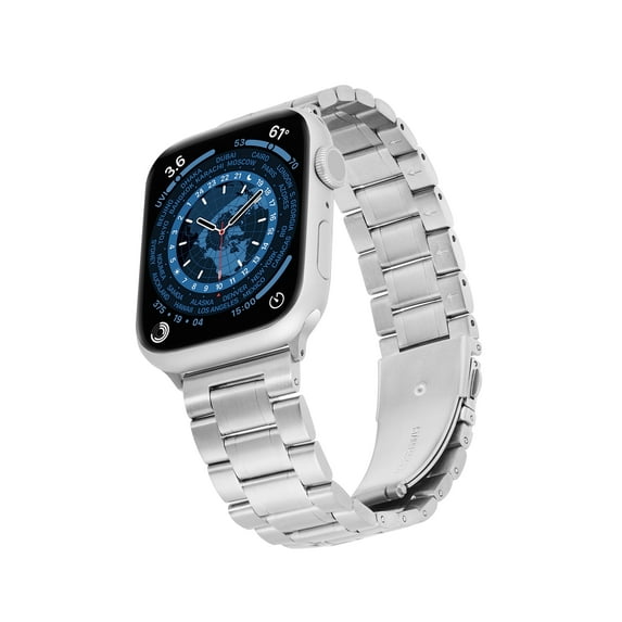 WITHit Silver Stainless Steel Link Band for the Apple Watch®, Fits all Apple Watch® Series and Sizes, Unisex