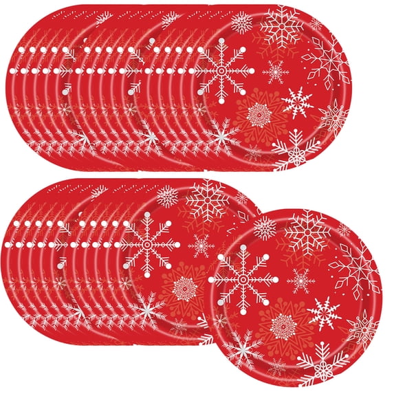 WITYUKE 25 Count Christmas Snowflake Paper Plates, Festive Disposable Tableware, Holiday Party Dinnerware, 9 Inch & 7 Inch Paper Tree Snowflake Design, for Birthday Celebration Gathering