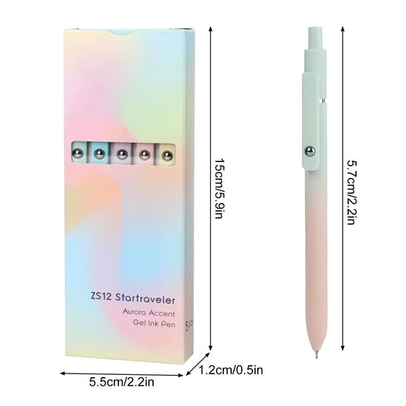 WITYUKE 5 Piece Rollerball Gel Pen Set, Multicolor Press Type Writing Instruments, Quick Dry Refillable Pens, Plastic & Metal Construction for Office & Student Use, Smooth Writing Utensils