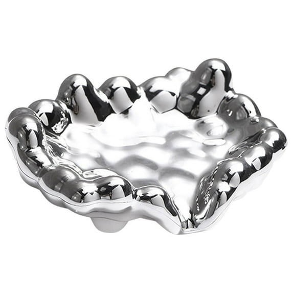 WITYUKE Electroplated Soap Dish with Drainage Holes, No Drill Bathroom Soap Holder, Anti Slip Soap Tray, Single Piece Plastic Construction for Kitchen Shower, Self Draining Organizer