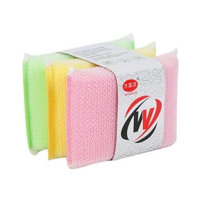 WITYUKE Kitchen Sponge Scrubber 3 Piece Set, Multi Purpose Scouring Pad, High Density Cleaning Block, Red Yellow Green Blue Color Random for Dish Washing Oil Stain, Absorbent Foam Sponge