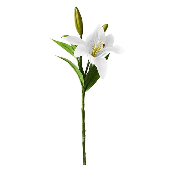 WITYUKE Realistic Silk Cloth Artificial Lily Flower Stems, Three Head Fake Outdoor Garden Blooms, All Weather Plastic Green Shrubs Decor, for Porch Walkway and Wedding Arrangements