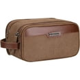 thumbnail image 1 of WITZMAN Canvas Toiletry Bag for Men Large Capacity Hanging Dopp Kit for Men Leather Toiletries Water-Resistant Bathroom Bag(A8002 Brown), 1 of 9