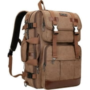 WITZMAN Canvas Travel Backpack for Men Women Expandable Large Carry on Duffel Bag Backpack for Airplane Fit 17 inch Laptop A6617-3 Brown