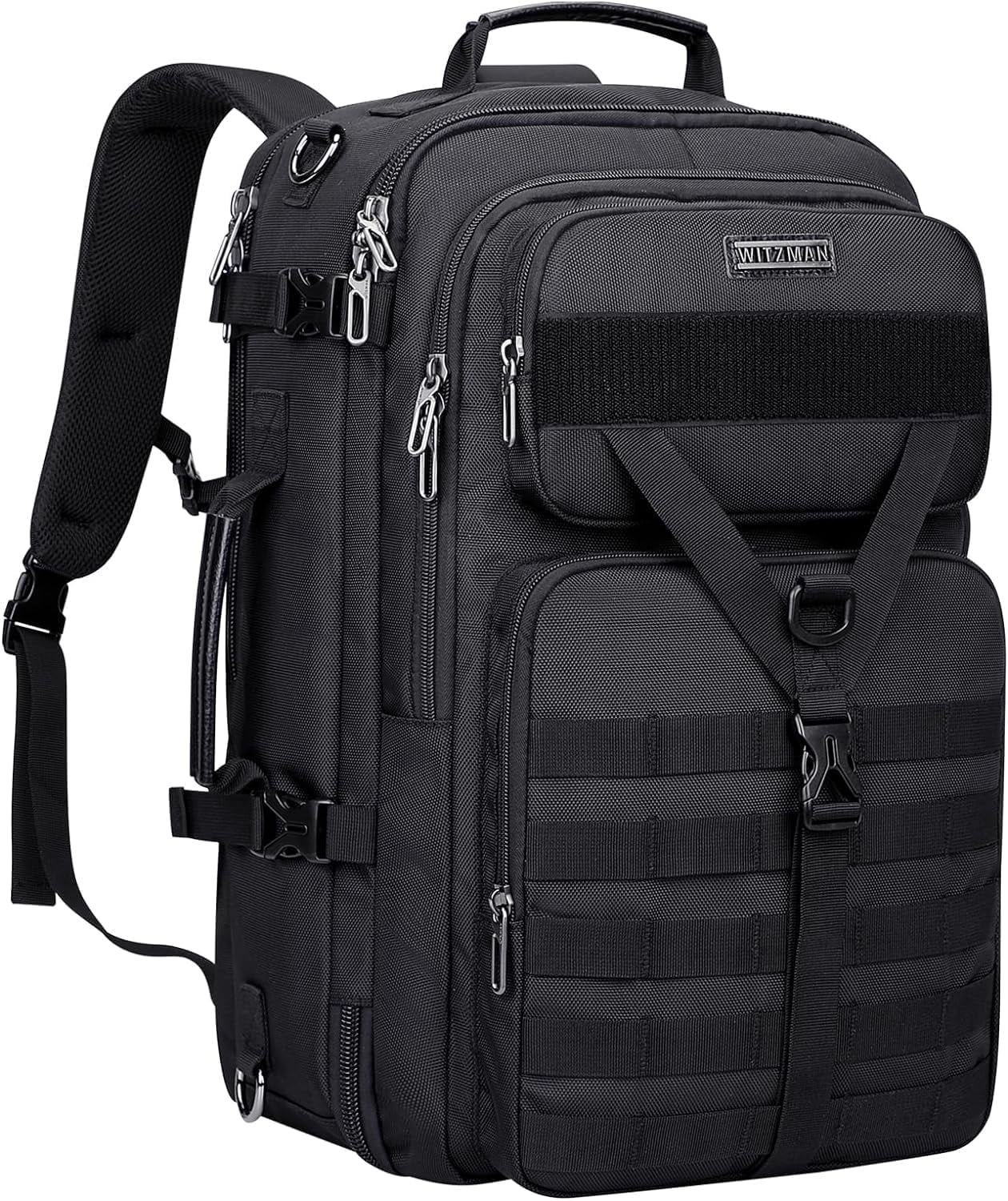 WITZMAN Carry On Travel Backpack for Men Convertible Nylon Backpack 3 in 1 Bag fit 17 Inch Laptop for Airplane 45L,B688 Black