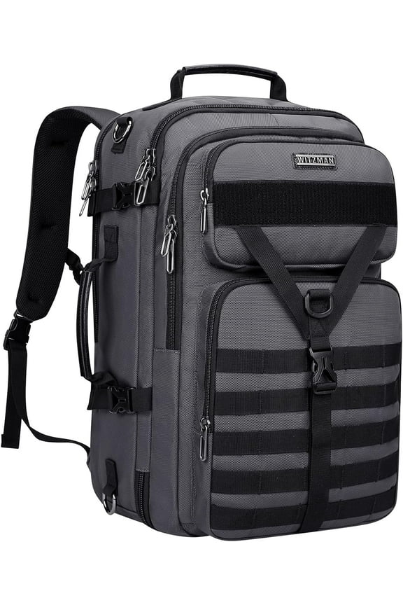 Carry On Travel Backpack for Men Convertible Nylon Backpack 3 in 1 Bag fit 17 Inch Laptop for Airplane 45L,B688 Silvery Grey