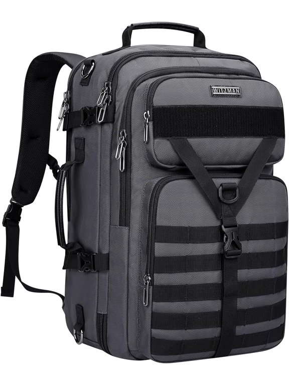 Carry On Travel Backpack for Men Convertible Nylon Backpack 3 in 1 Bag fit 17 Inch Laptop for Airplane 45L,B688 Silvery Grey