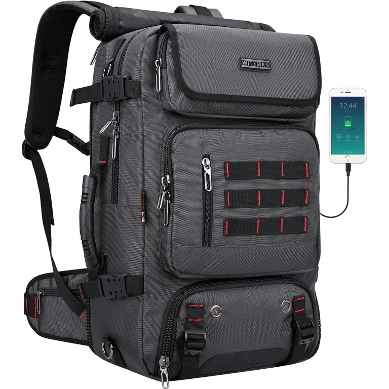 Carry On Travel Backpack Airline Approved Nylon Duffle Bag WITZMAN Silvery Grey