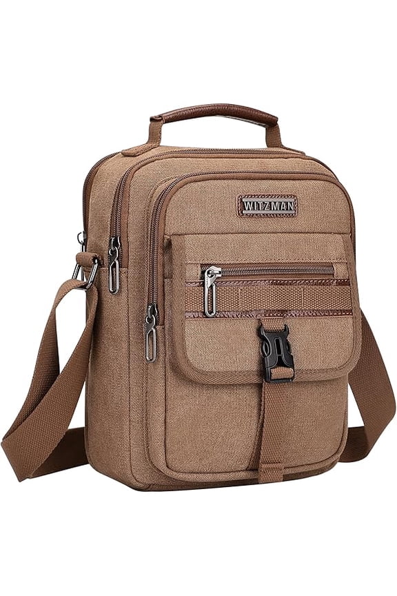 Crossbody Bag for Men Canvas Vintage Shoulder Bags Man Purse Messenger Bag for Casual Traveling Work(A8014 Brown)