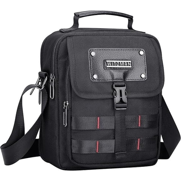 WITZMAN Crossbody Bag for Men Small Travel Messenger Bag Shoulder Purse Side Bag for Work Traveling(B708 Black)