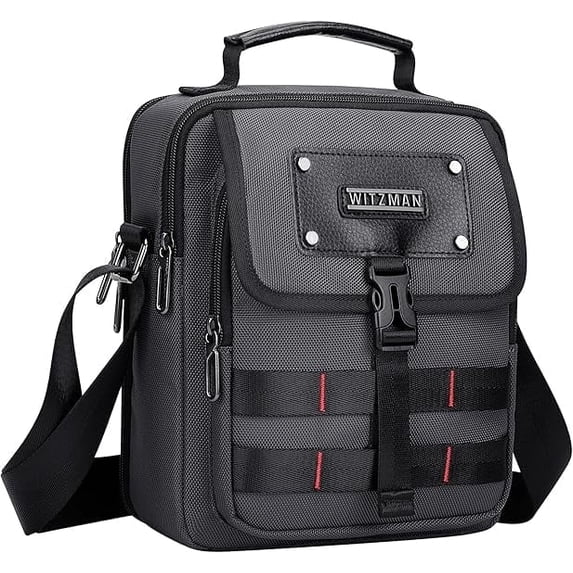 WITZMAN Crossbody Bag for Men Small Travel Messenger Bag Shoulder Purse Side Bag for Work Traveling(B708 Silvery Grey)