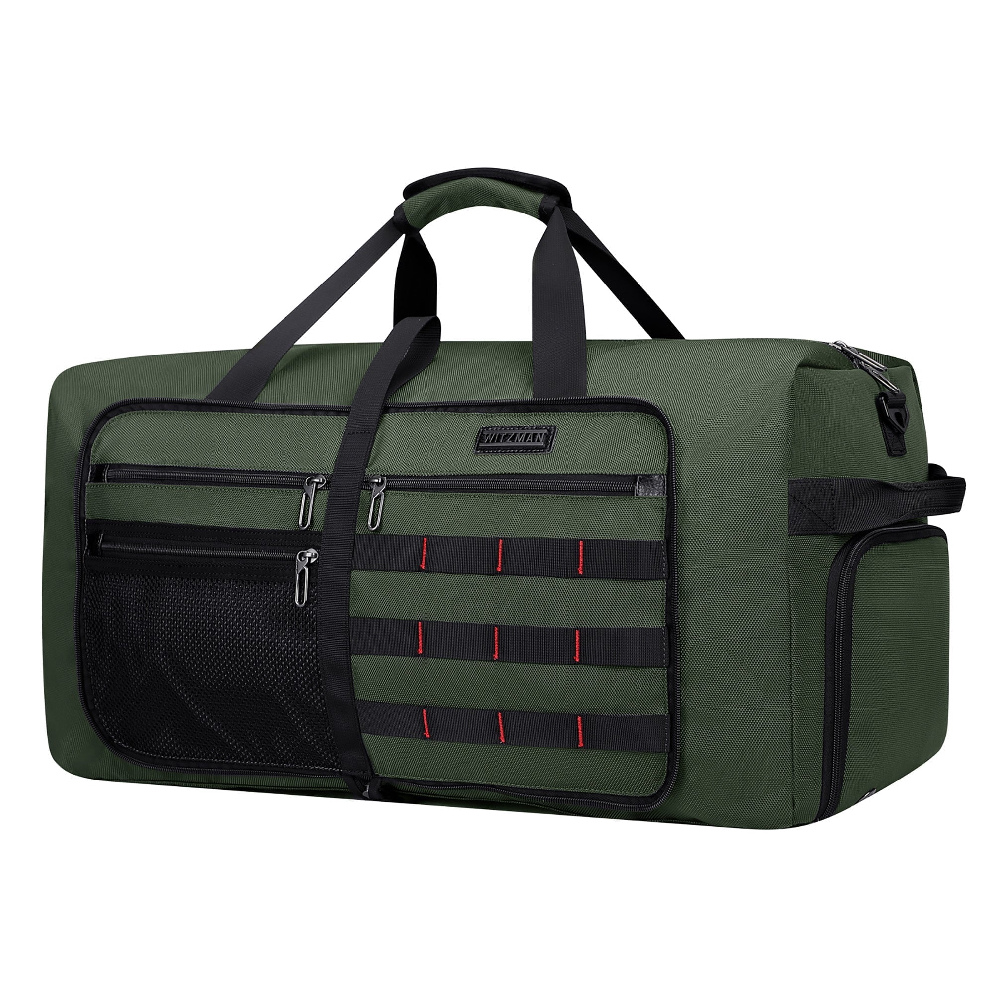 WITZMAN Foldable Duffle Bag for Travel 65L Lightweight Packable Duffel Bag with Shoes Compartment Overnight Bag for Men Women (B697 Army Green)