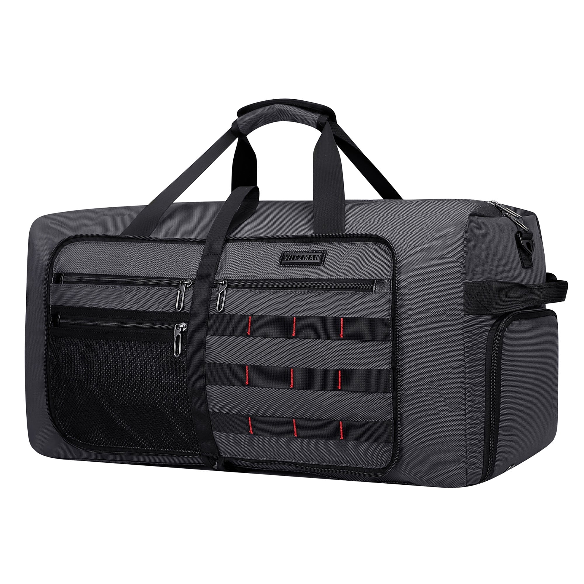 WITZMAN Foldable Duffle Bag for Travel 65L Lightweight Packable Duffel Bag with Shoes Compartment Overnight Bag for Men Women (B697 Silvery Grey)