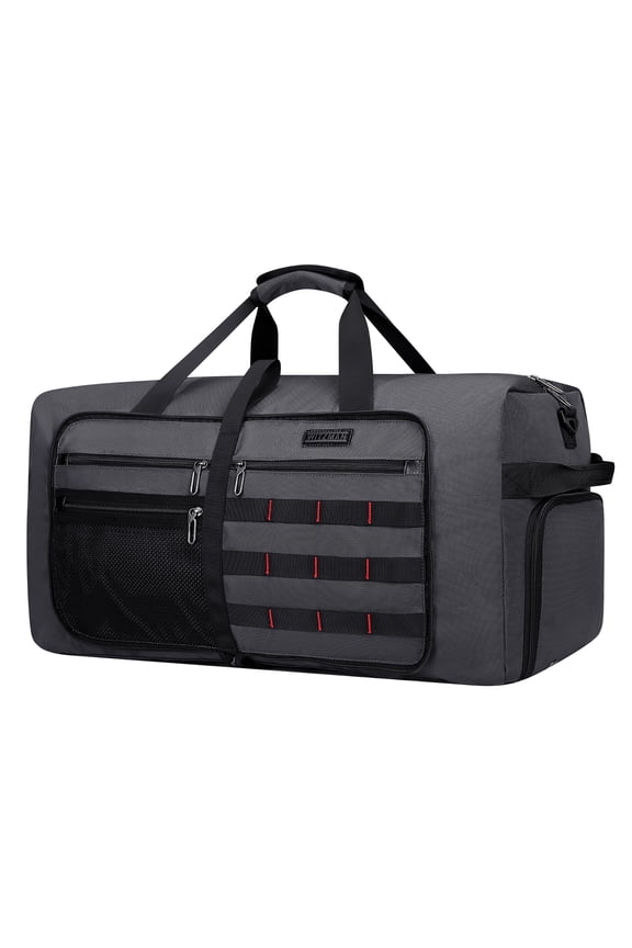 Foldable Duffle Bag for Travel 65L Lightweight Packable Duffel Bag with Shoes Compartment Overnight Bag for Men Women (B697 Silvery Grey)