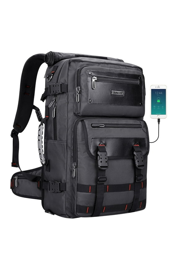 Large Nylon Travel Backpack for Men Carry on Duffle Bags Fit for 17 inch Laptop Luggage Backpack Airline Approved(B685 Silvery Grey)