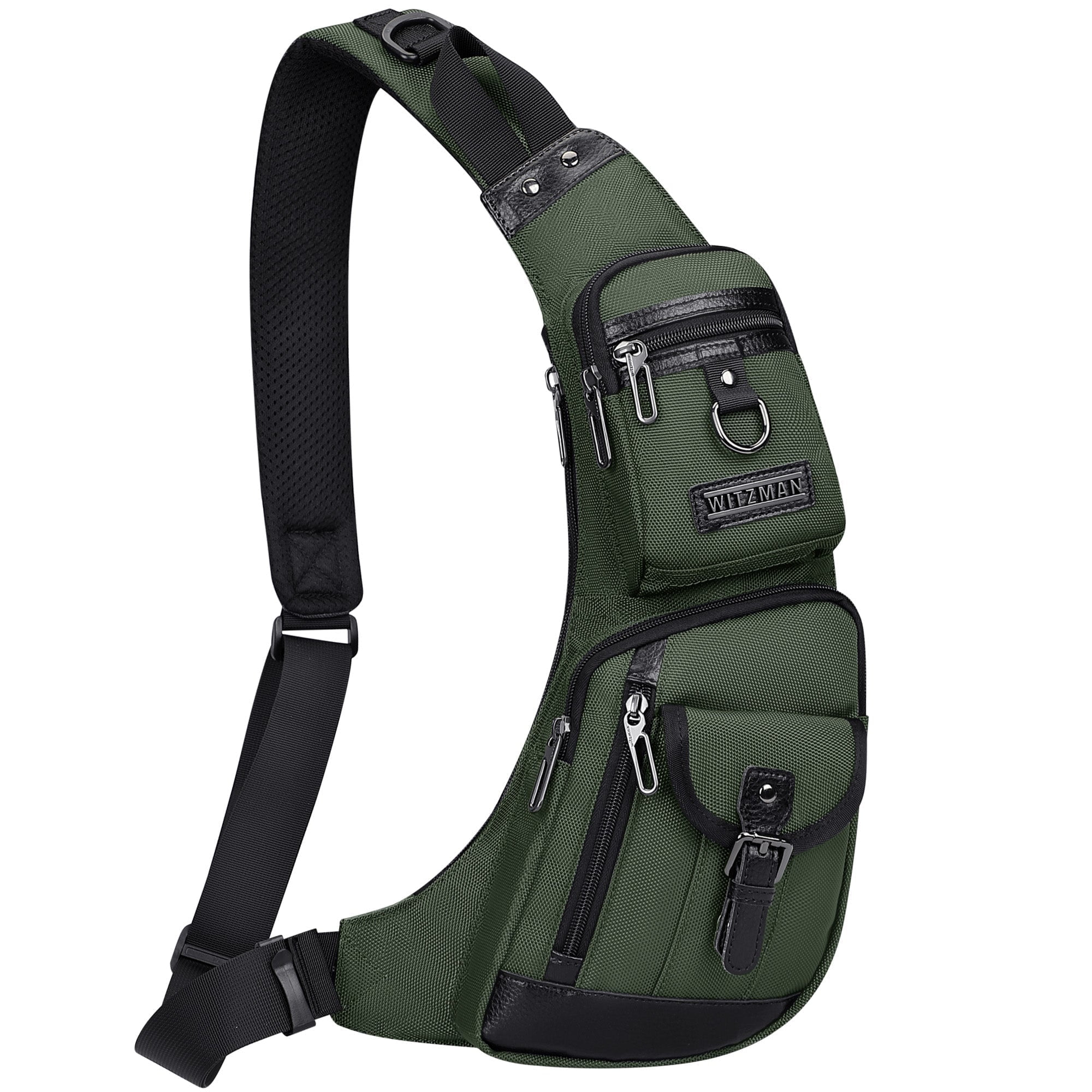 WITZMAN Sling Bag for Men Crossbody Bag Travel Sling Backpack Slim Chest Bag Lightweight Casual Daypac (B702 Army Green)