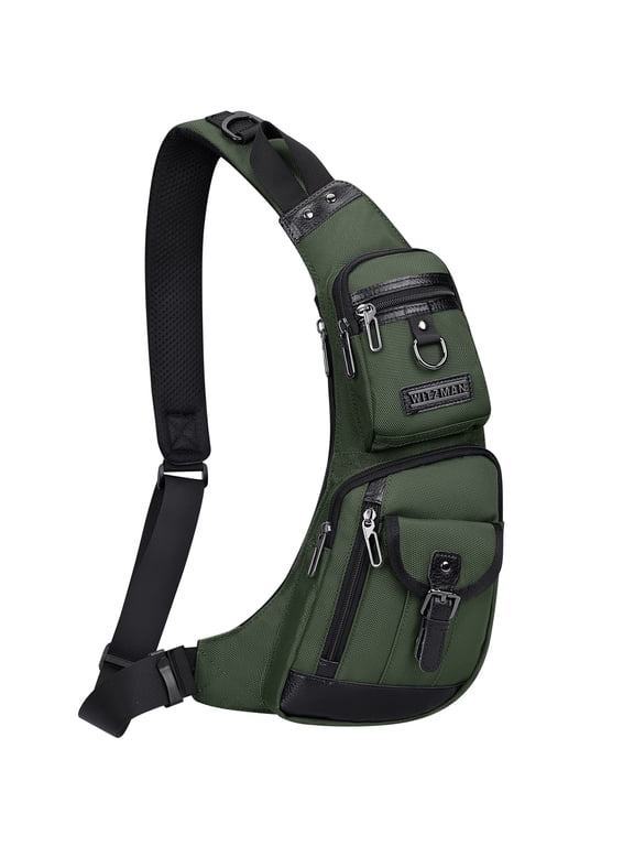 Sling Bag for Men Crossbody Bag Travel Sling Backpack Slim Chest Bag Lightweight Casual Daypac (B702 Army Green)