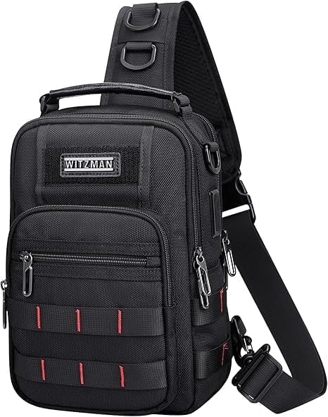 WITZMAN Sling Bag for Men Travel Crossbody Chest Bag with USB Charging Port for Casual Daily Work(B730 Black)