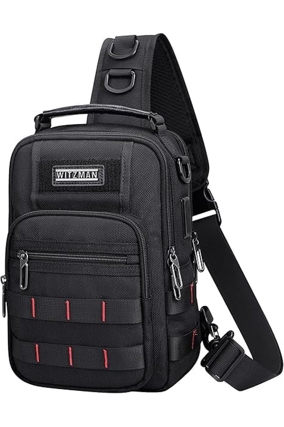 Sling Bag for Men Travel Crossbody Chest Bag with USB Charging Port for Casual Daily Work(B730 Black)