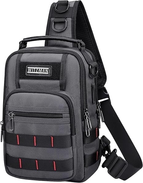 WITZMAN Sling Bag for Men Travel Crossbody Chest Bag with USB Charging Port for Casual Daily Work(B730 Silvery Grey)