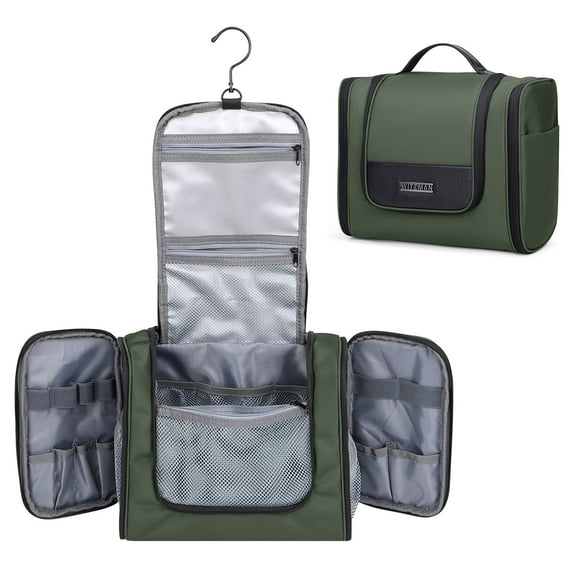 WITZMAN Toiletry Bag for Men Large Hanging Multi-Organization Bathroom Bag Water-Resistant Dopp Kit Shaving Bag Men(B690 Army Green)