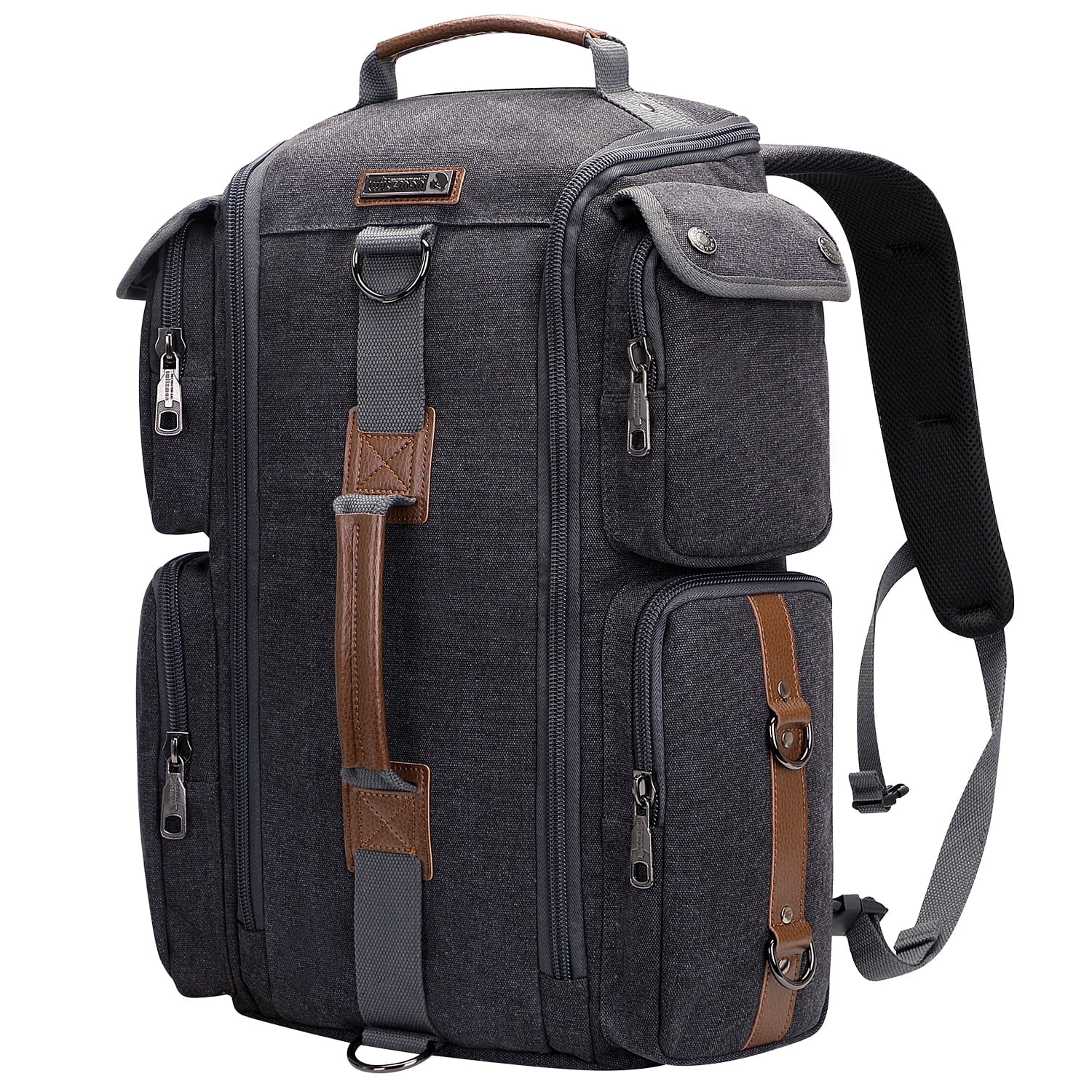 WITZMAN Travel Backpack for Men Carry On Canvas Backpack Luggage Outdoor Duffel Bag (6661 Black)