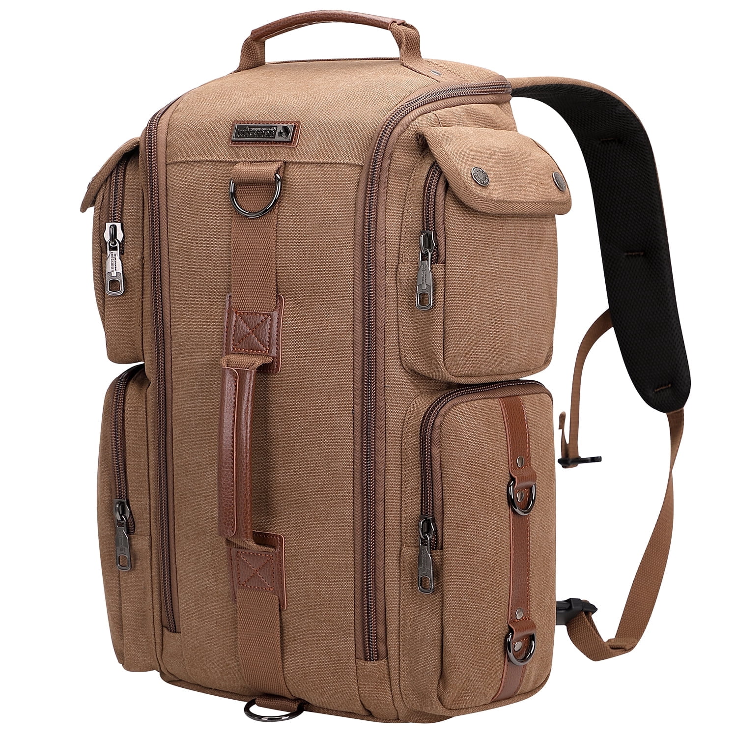 WITZMAN Travel Backpack for Men Carry On Canvas Backpack Luggage Outdoor Duffel Bag (6661 Brown)