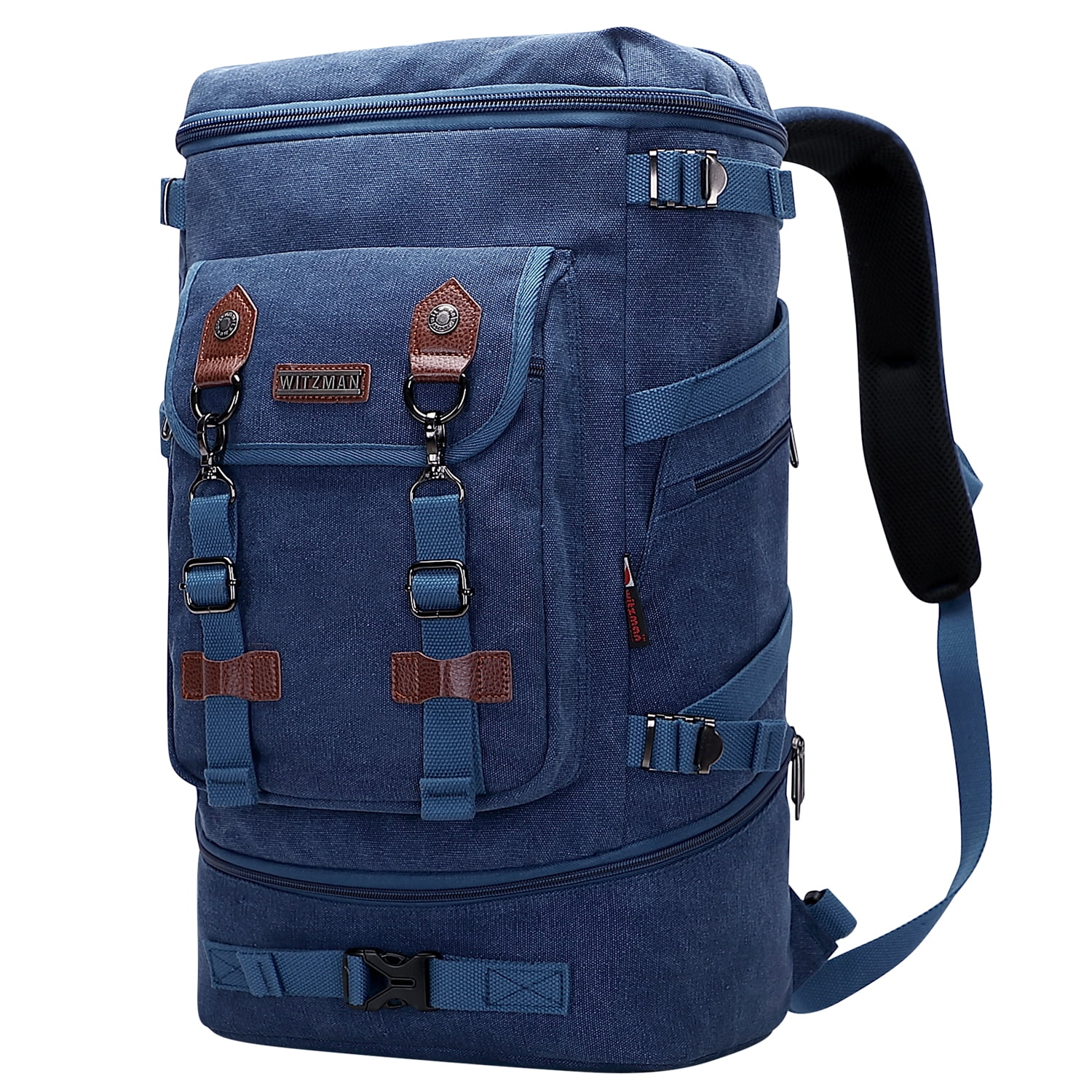 WITZMAN Travel Backpack for Men Carry On Vintage Canvas Luggage Backpack Duffel Bag A568 Blue